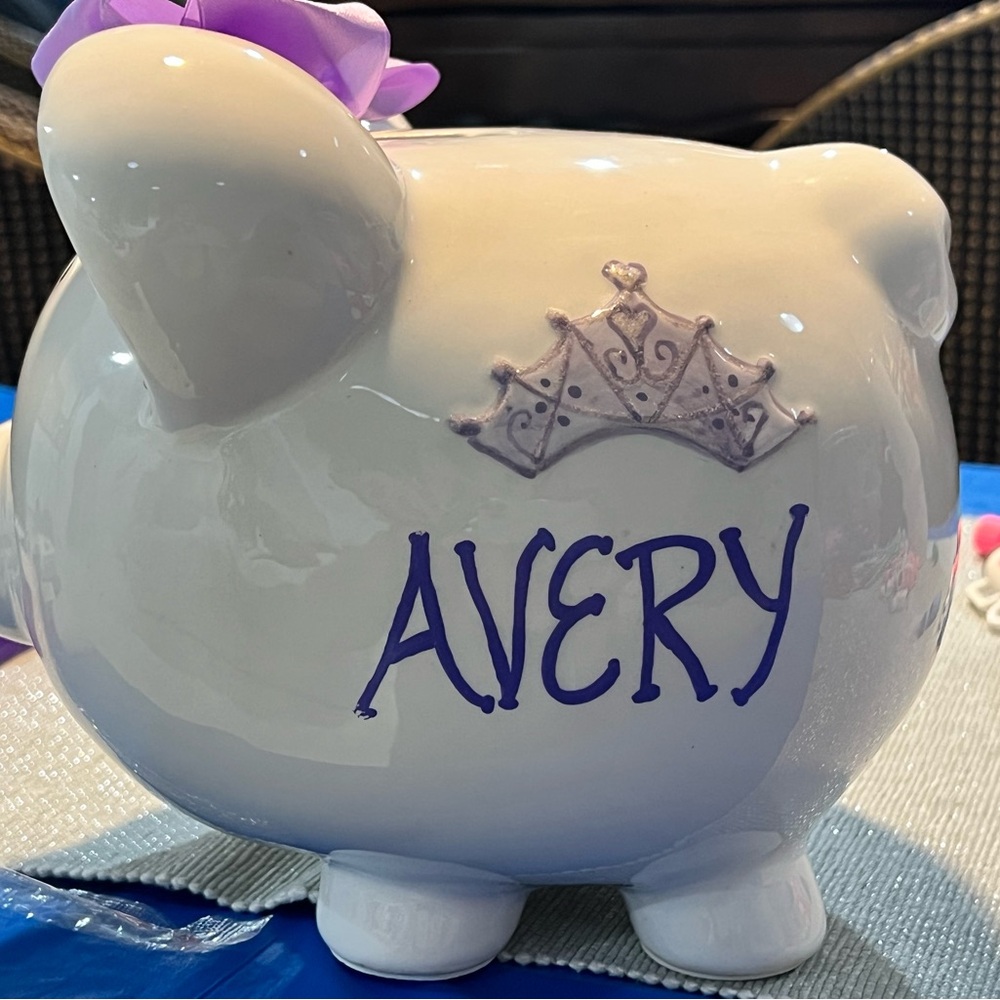 White and Purple Piggy Bank